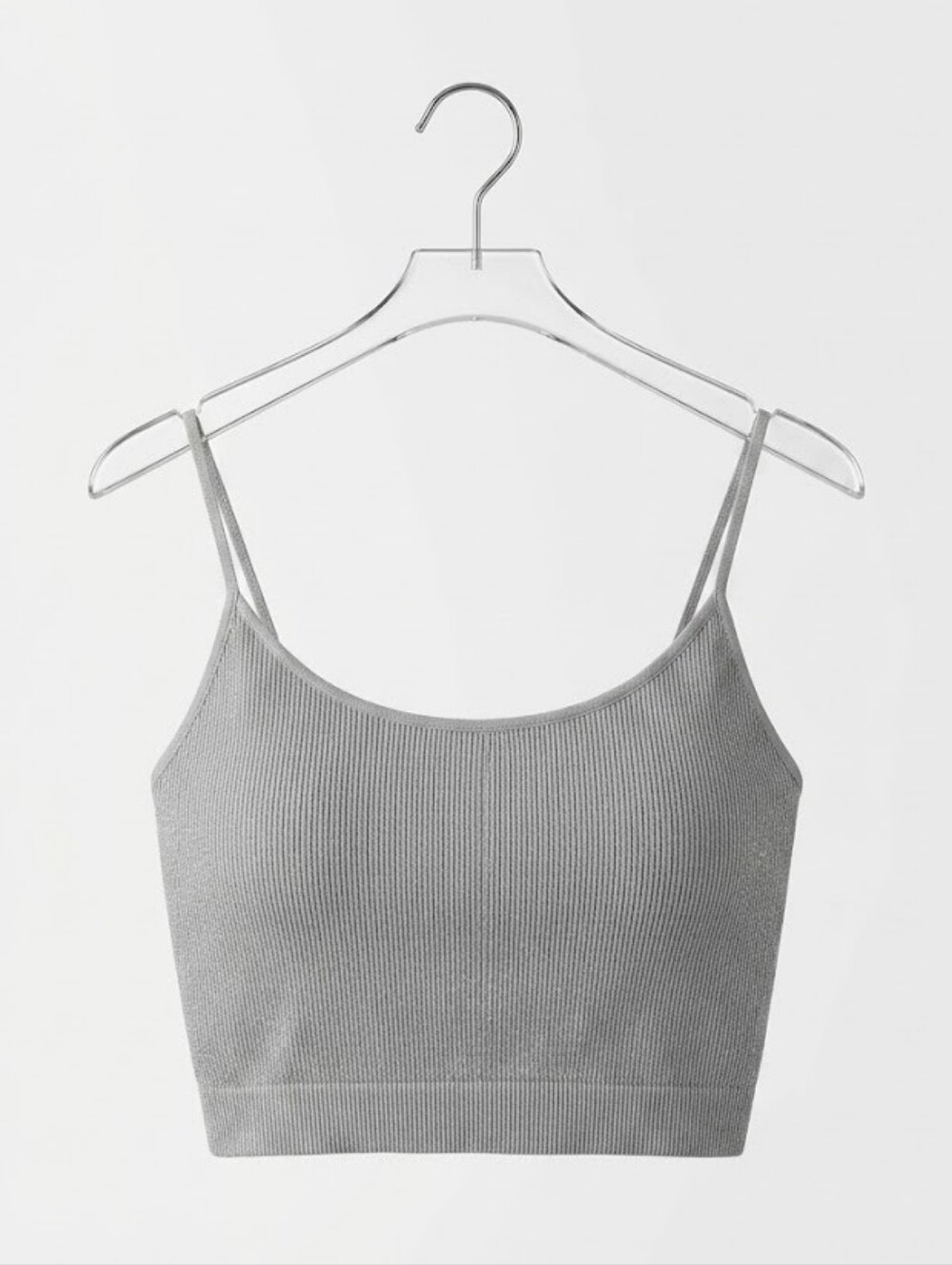 No Boundaries Sparkle Gray Ribbed Cropped Cami Tank